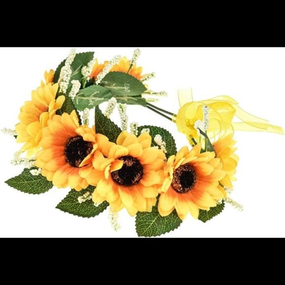Floral Fall Sunflower Halo Wedding Crown Flower Girls Headband Birthday